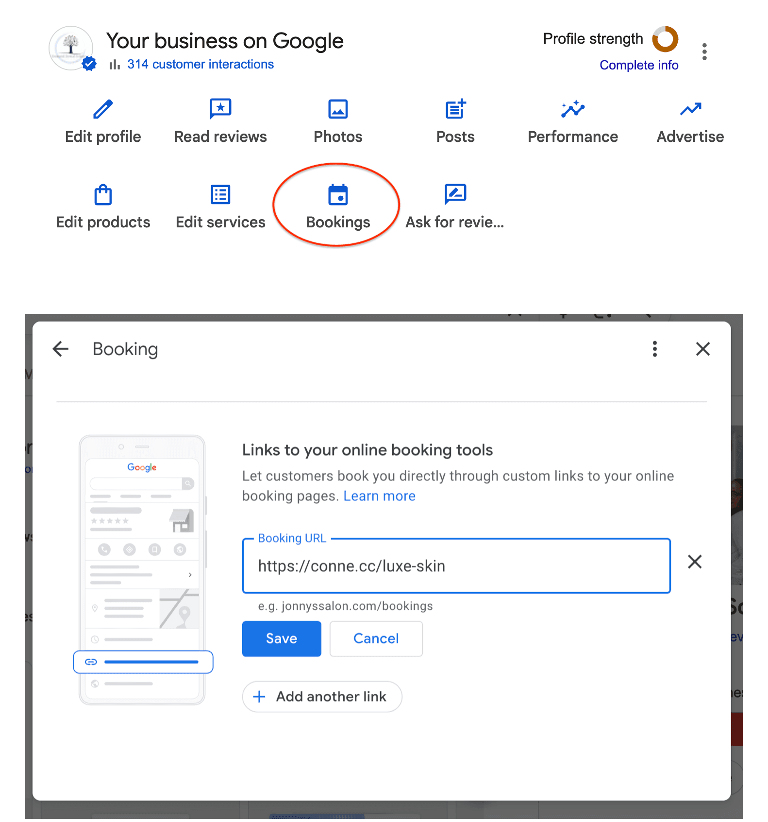 Google Booking UI