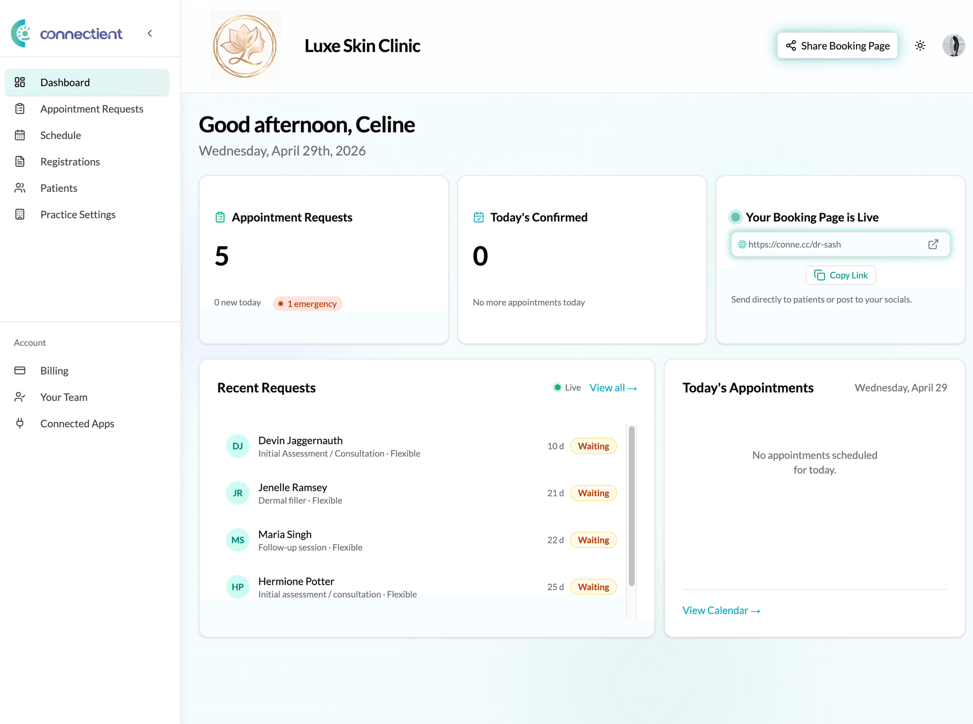 Clinic Dashboard